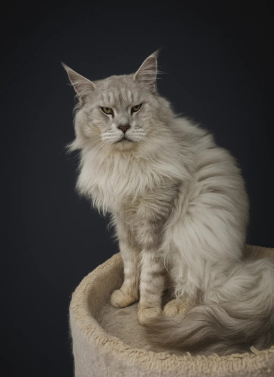 Cody - Pale black silver setting on a cat tree