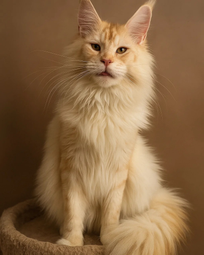 Red silver Maine Coon Female with beautiful ears