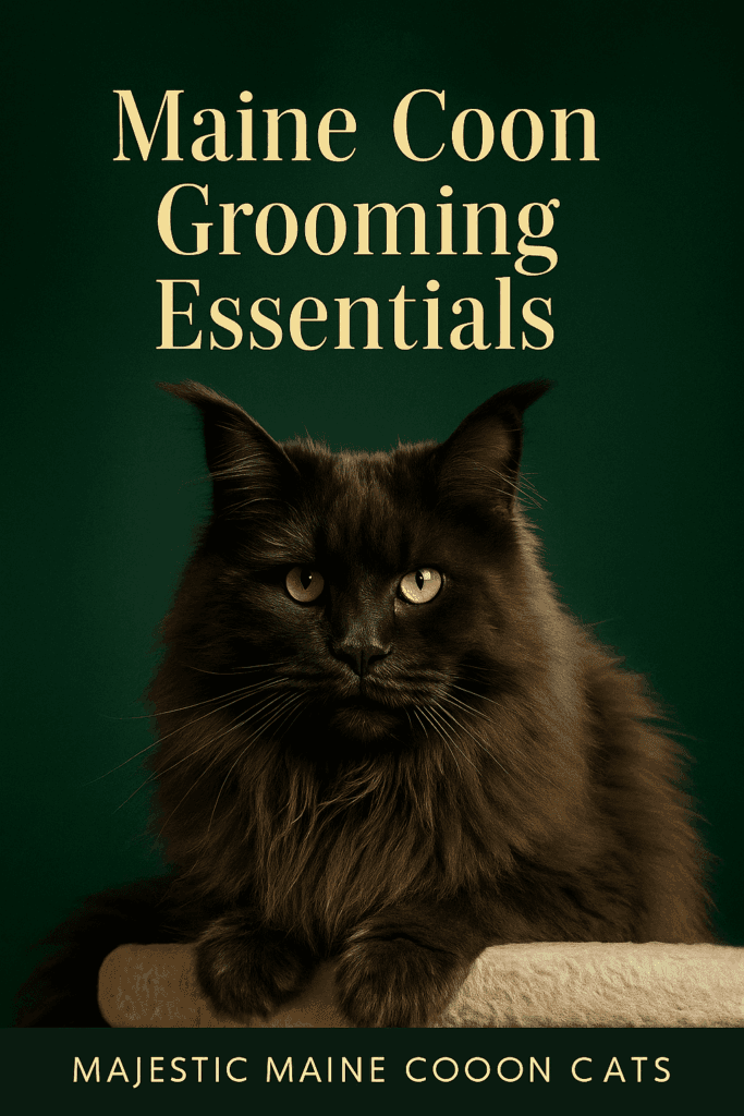 Beau blue Maine Coon male with dark green background