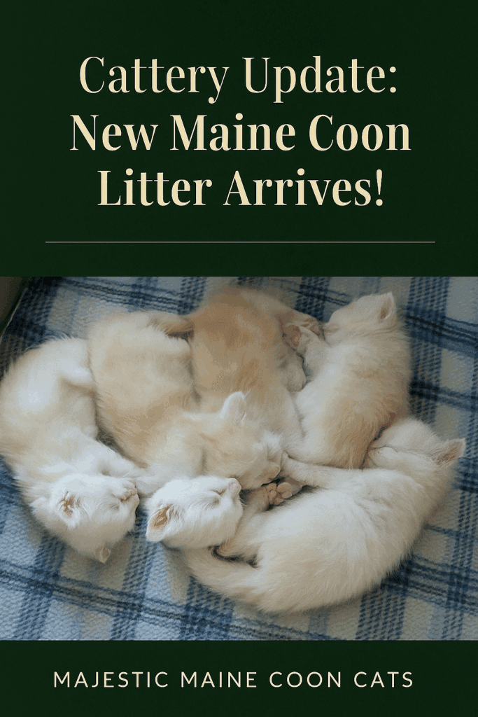 A litter of Maine Coon red silver kittens
