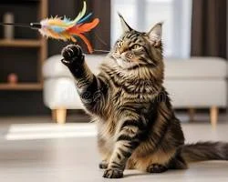 Maine Coon exercising through interactive play