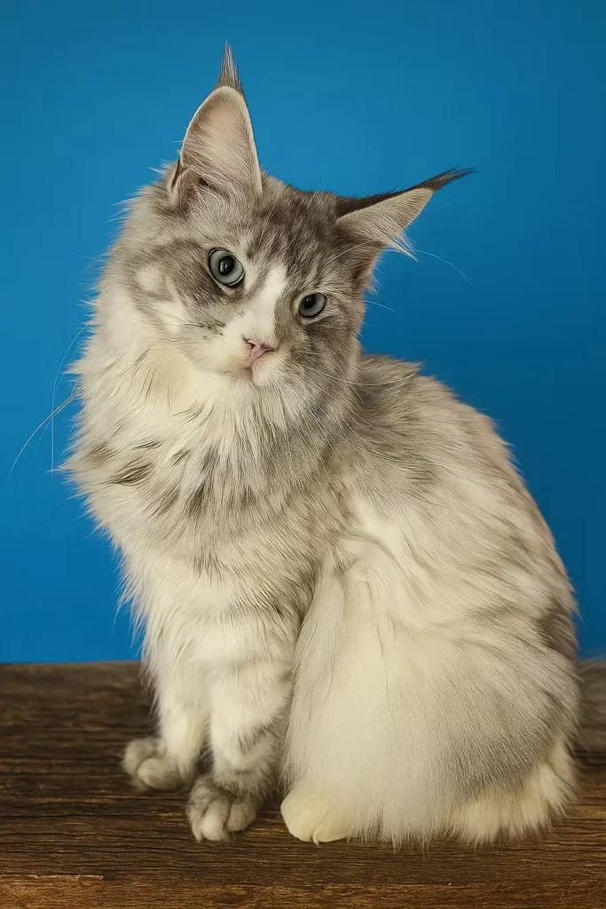 Celeste blue eye pale silver torbie with blue background