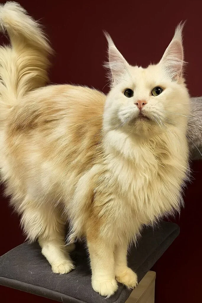 Red silver Maine Coon female with strong features