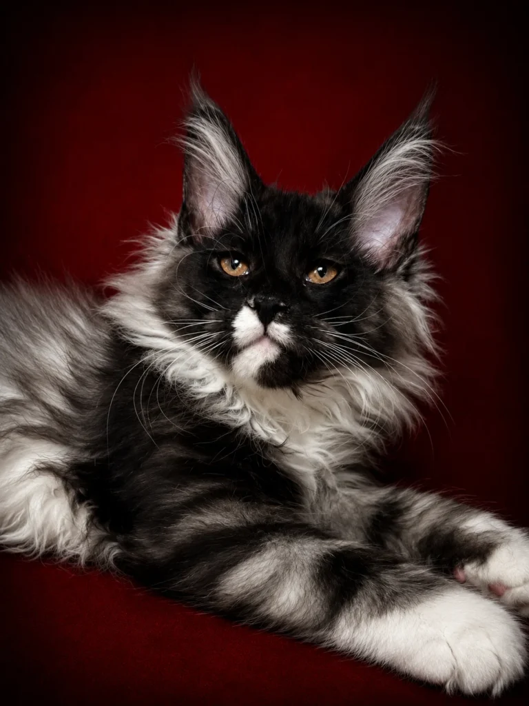 Ingrid black smoke white female kitten with excellent structure, ears and color and beautiful expression.
